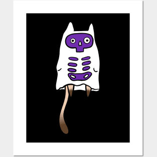 Cat in Ghost Costume Doodle Posters and Art